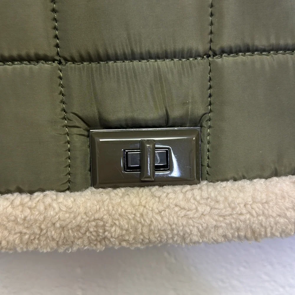 INC International Concepts Green and Cream Quilted Shoulder Bag - Picture 4 of 12